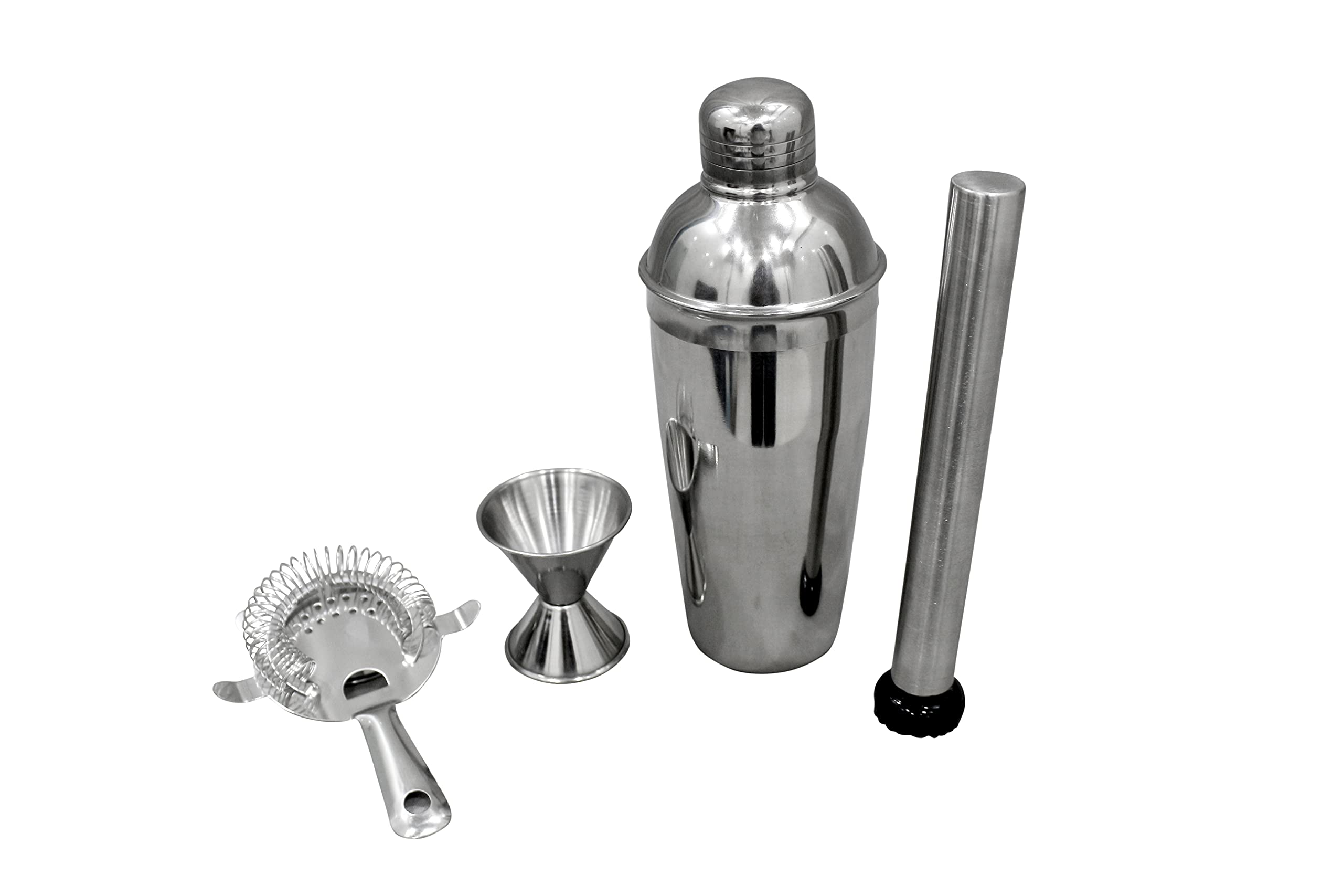 Dynore Stainless Steel Set of 4 Muddler Strainer bar Set