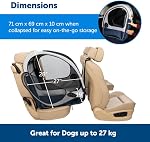 PetSafe Cote de voyage collapsible pour chiens - Cote de chien pliable et portable pour voitures - pour les animaux de compagnie jusqu'à 60lbs - Secure to Seat, Cadre en métal pop-up, Fenêtres Zipper Mesh, Amovible, Linge de polaire lavable. 2 Portes d'entrée amovibles