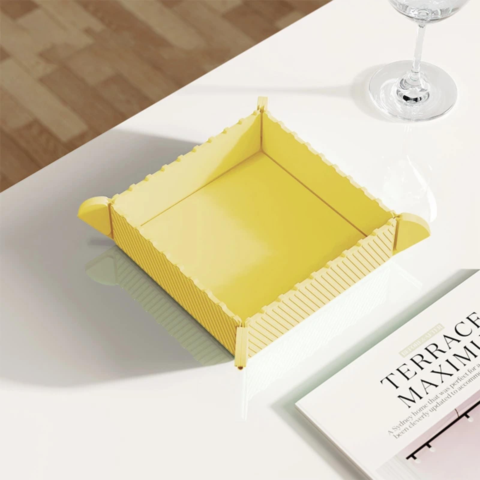 Boîte de rangement pliable multifonction en silicone avec ventouse
