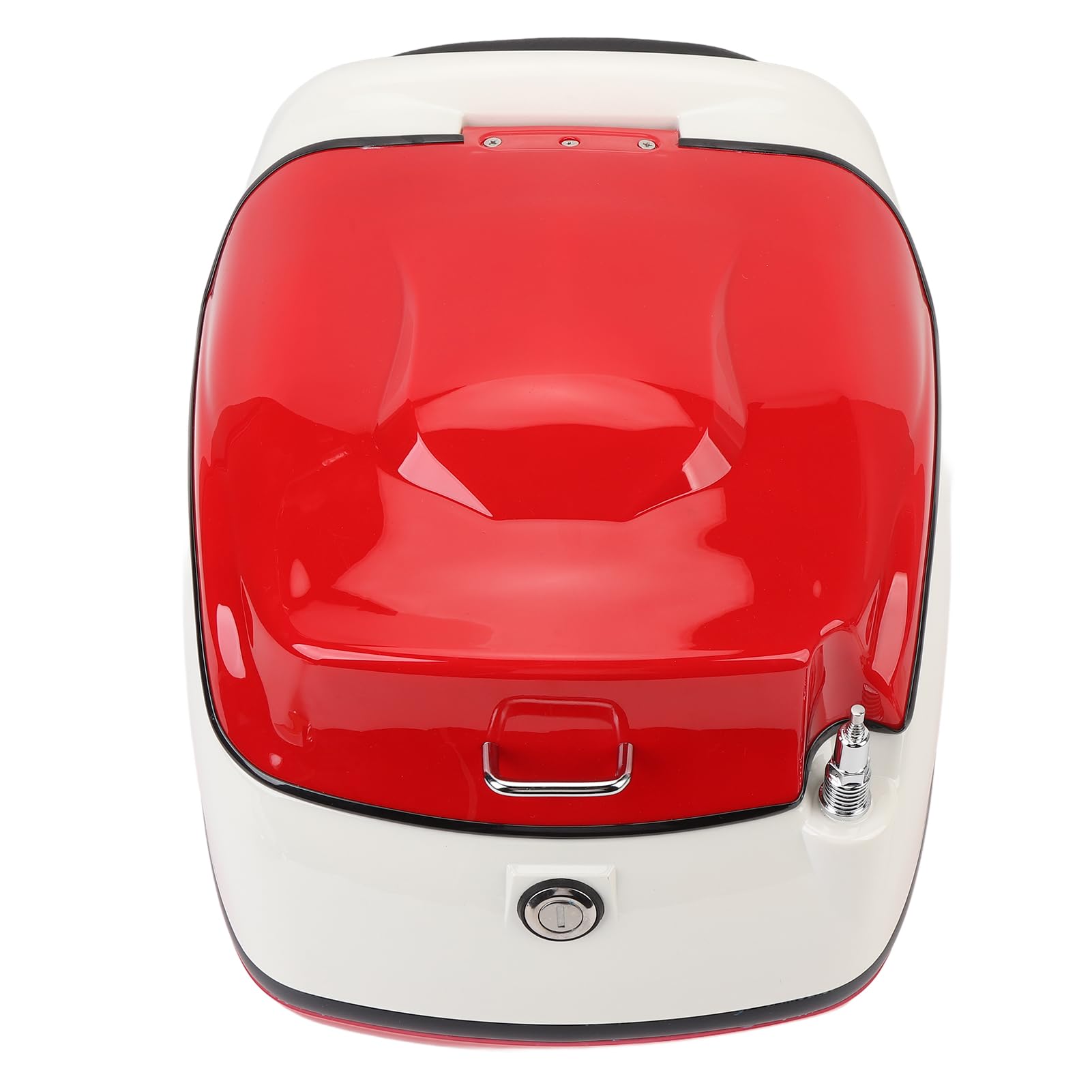 Qqmora Bauletto per Moto da 38 Litri Elegante Contenitore Resistente All'acqua per Scooter e Motociclette Realizzato in Plastica ABS Ad Alta tenacità (Bianco e Rosso)