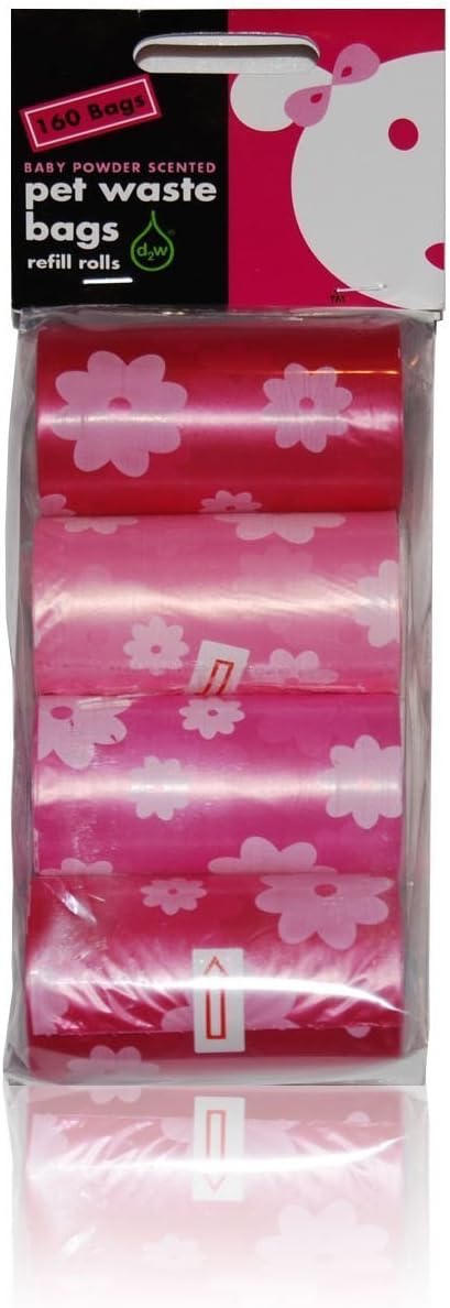 Waste Pick Up Bags - 8 Refills Rolls - 160ct PINK Bags Scented