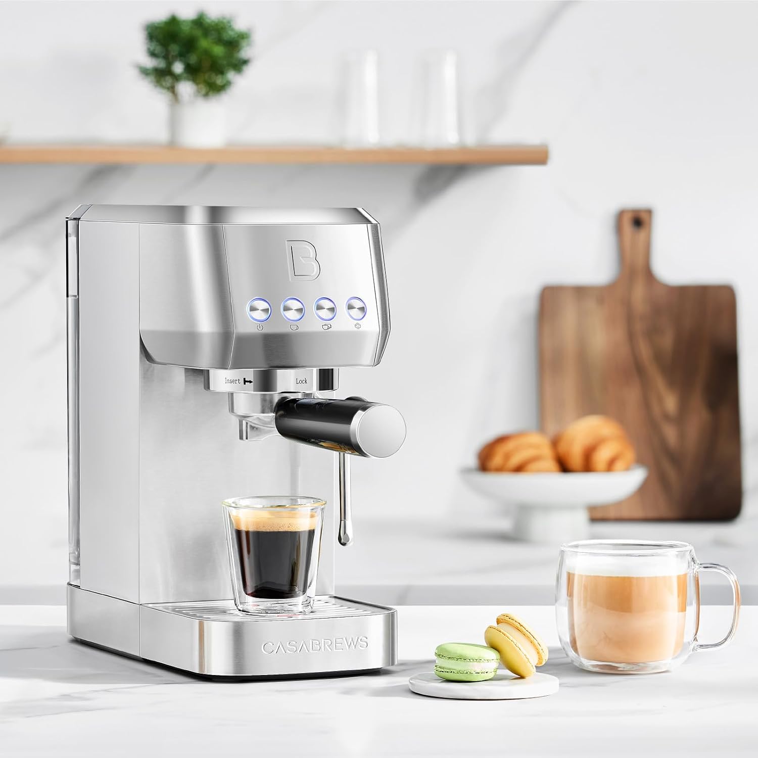 CASABREWS 3700 Essential Espresso Machine 20 Bar, Stainless Steel Cappuccino & Latte Machine with Steam Frother for Home, 43.9oz Water Tank, Coffee Gift for Women & Men, Silver, view 8