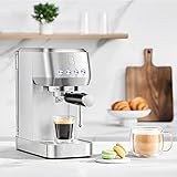 CASABREWS 3700 Essential Espresso Machine 20 Bar, Stainless Steel Cappuccino & Latte Coffee Maker with Steam Frother for Home, 43.9oz Water Tank, Silver