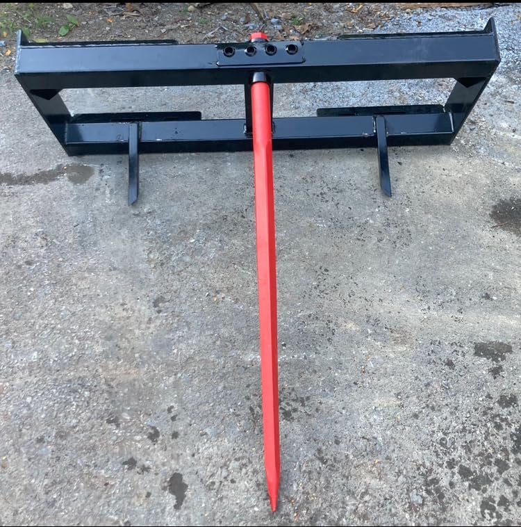 Kivel Heavy Duty USA Made Single Prong Hay Bale Spear for Skid Steer/Tractor with SSQA mounting plate-39" Spears -Material Handling Attachment