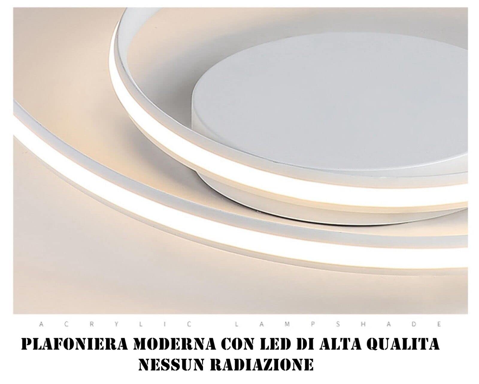 Plafoniera Da Soffitto LED 32W Da Interno Design Cerchio Spirale Bianco Lampada da soffitto IP20 (Luce naturale 4000K)