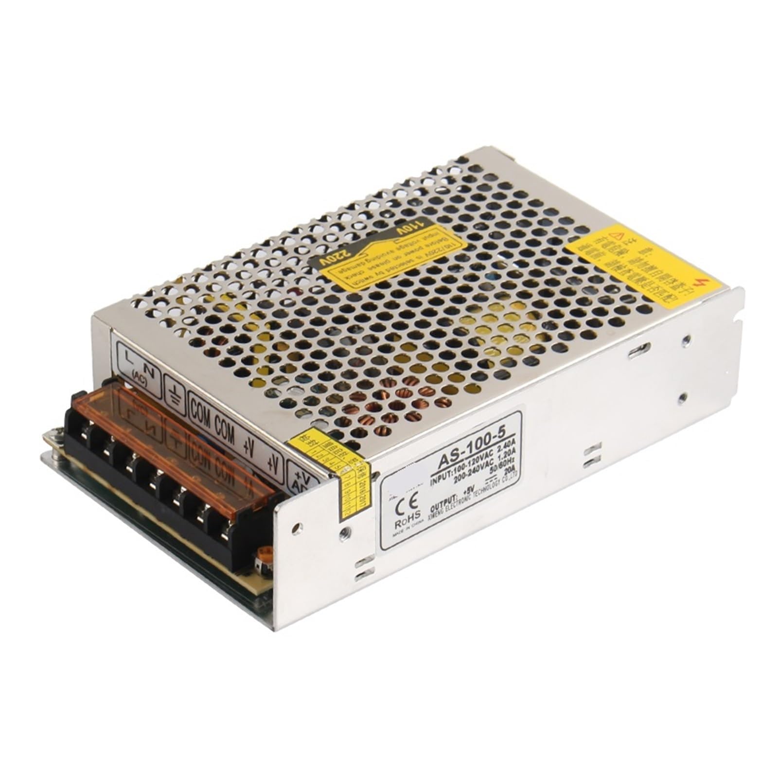 AS-100-5 110/220VAC Input 100W 5VDC 20A Output Switching Mode Power Supply