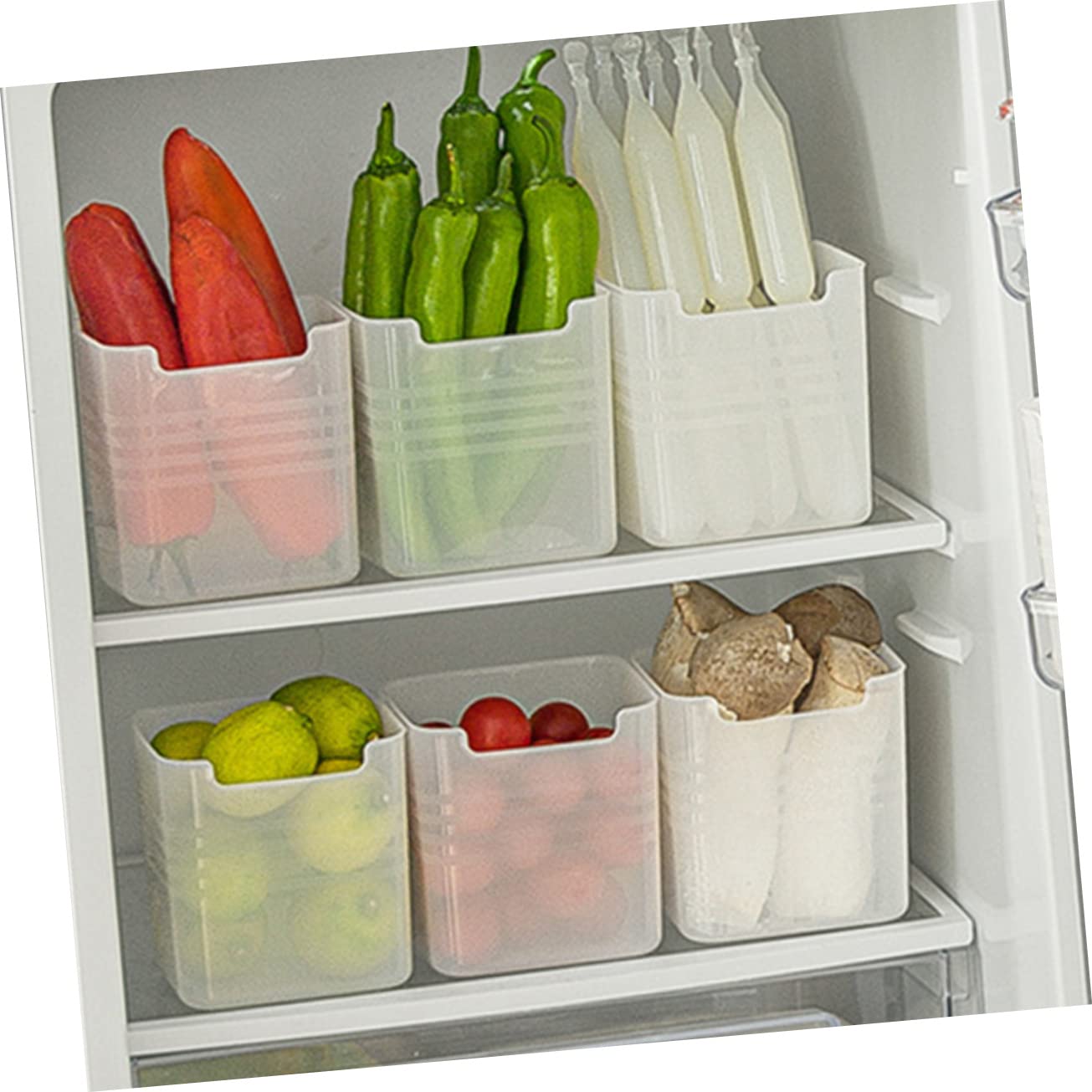 Baluue 6stücke Kühlschrankbox für Lebensmittel Kühlschrank-aufbewahrungsbox Seitenbox für Gemüse Organizer für Kühlschrank Sortierfach für Vorräte Behälter für Speisekammer Stapelbare