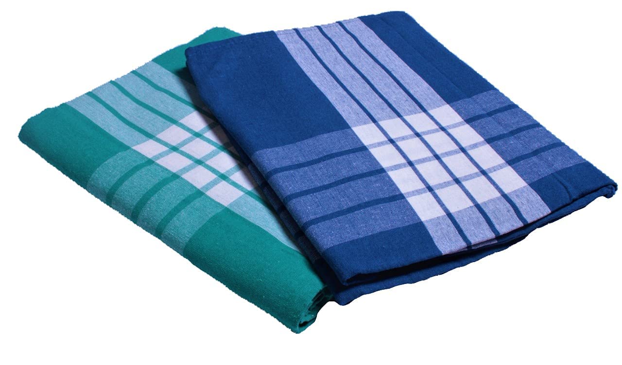 THARUNSHA ELITE 100% Cotton Hospital Bedsheet/Hospital Blanket/Hotel Bedsheet/Home use Single Size Blanket - (60 inch 90 inch) Blue White Set of 2