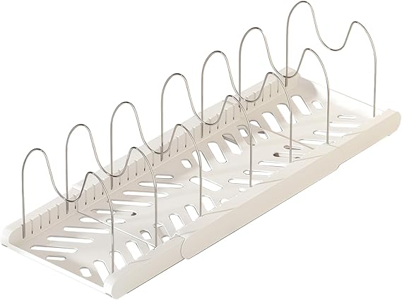 Pot and Pan Organizer Under Cabinet, Pot Lid Holder, Pan Organizer for Cabinets, Cookware Organizer Rack with 7 Adjustable Dividers