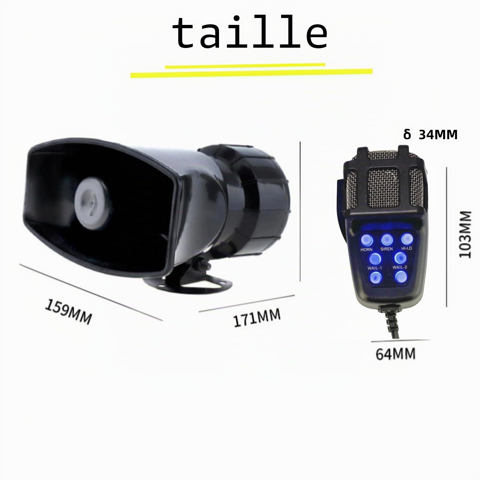 Klaxon de voiture Sirène Klaxon Blu - ray bouton 130db Trompette d'air Amplificateur sonore d'urgence Système de haut - parleurs pa avec microphone 7 tones Car Horn pour 12V camion voiture etc