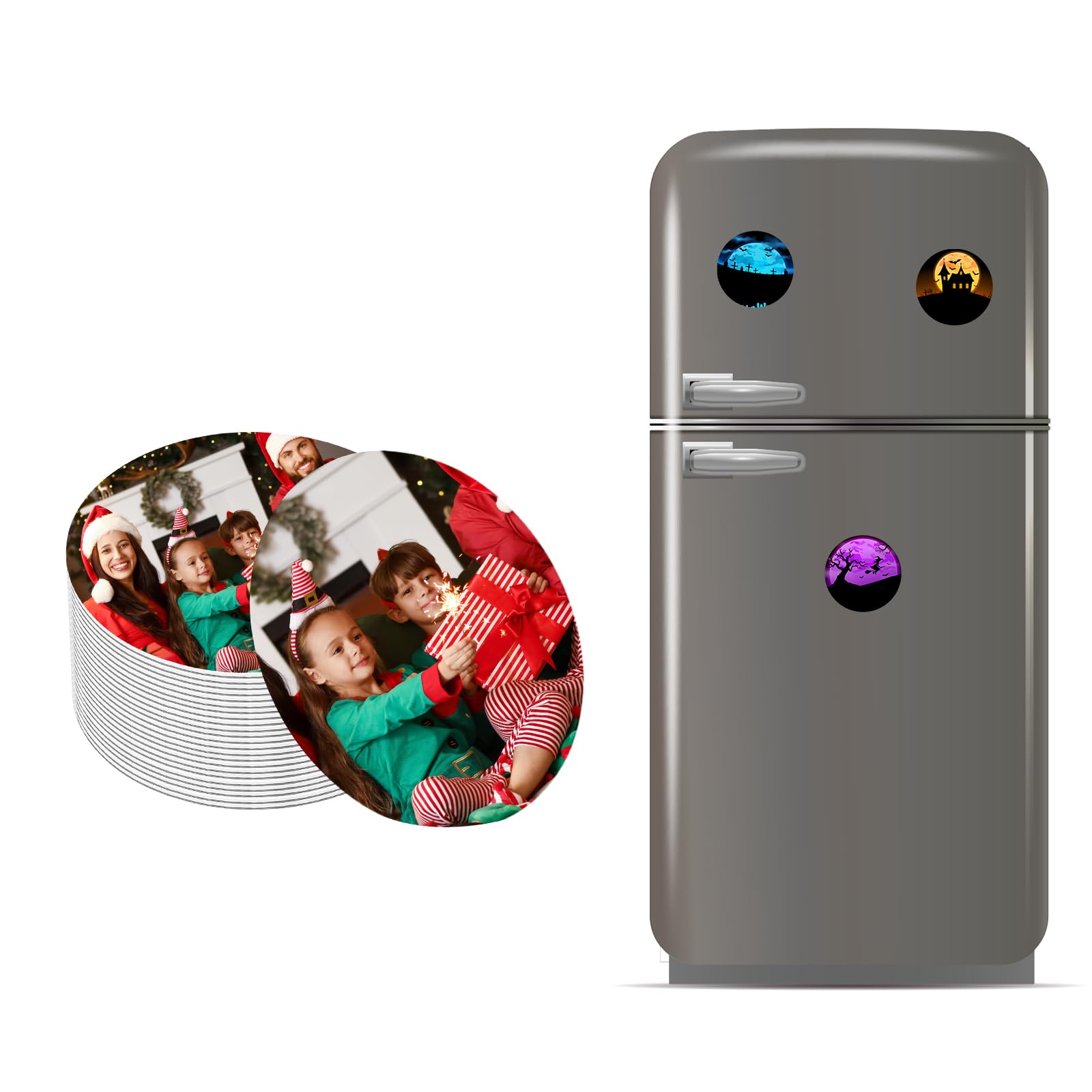 PATIKIL 2.6" Sublimation Magnet Blanks, 40 Pcs Sublimation Blanks Products Personalized Refrigerator Magnets for Kitchen Fridge Home Decor, Round