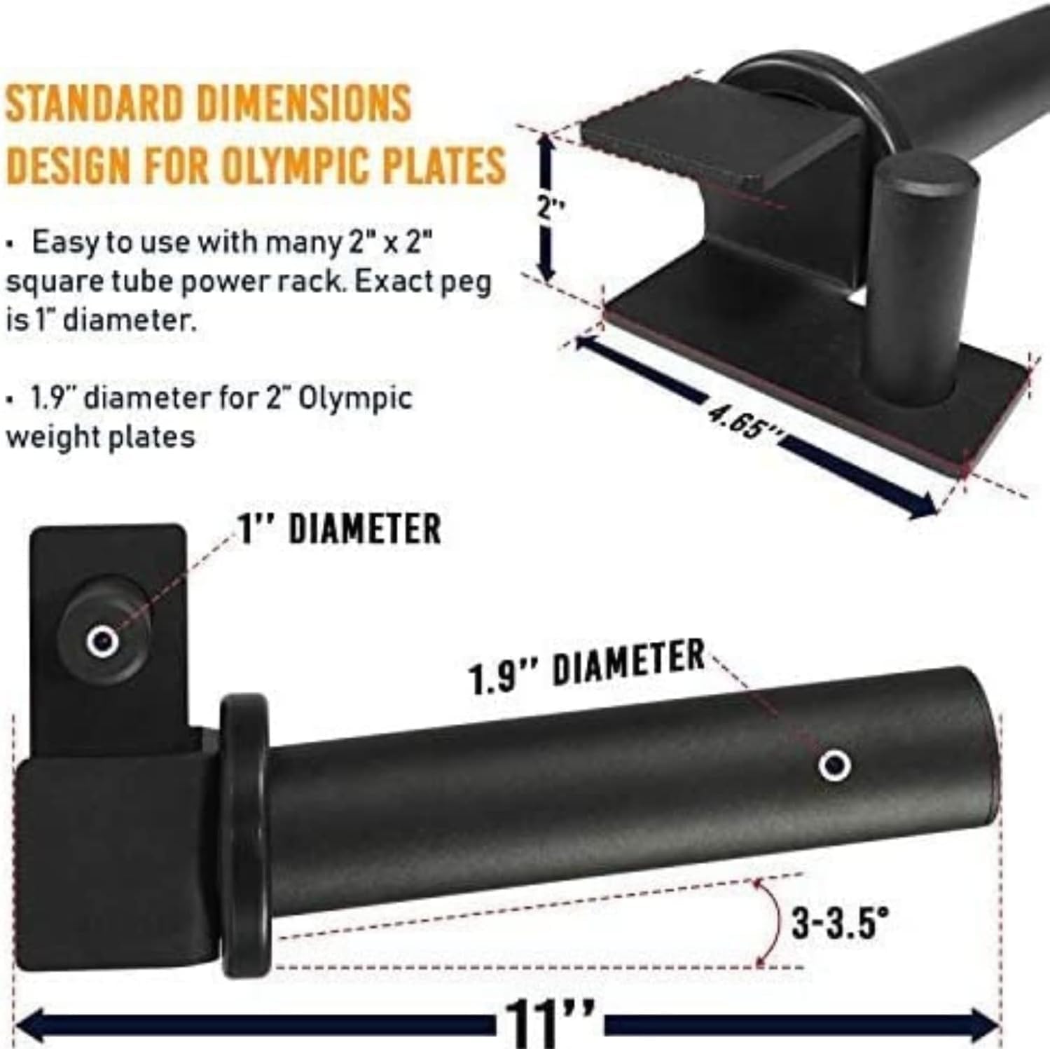 Yes4All Hantelscheibenhalter Befestigung, Hantelscheibenaufbewahrung für Power Rack/Power Cage 2x2 & 3x2 inch - Passend für 2 Zoll Olympische Hantelscheiben
