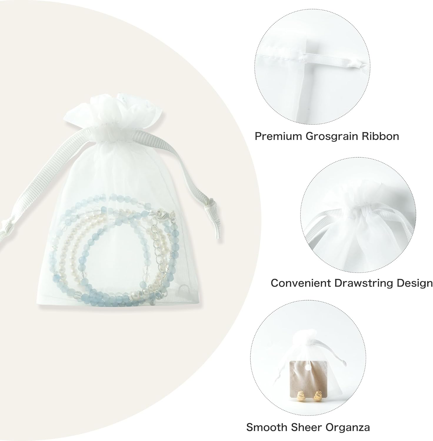 20 Pcs White Organza Bags 5X7 inch for Wedding Favors with Drawstring, Mesh Gift Bags Jewelry Pouch Treat Bag for Candy Bridal Shower Party Favor Christmas - Image 2