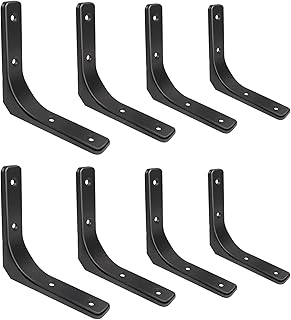Shelf Brackets,Brackets for Shelves,4 x 4 Inch Industrial Floating Shelf Bracket,Wall Mounted Rustic Shelf L Brackets, Decorative Shelving Hardware,Shelf Supports Black 8 Pack