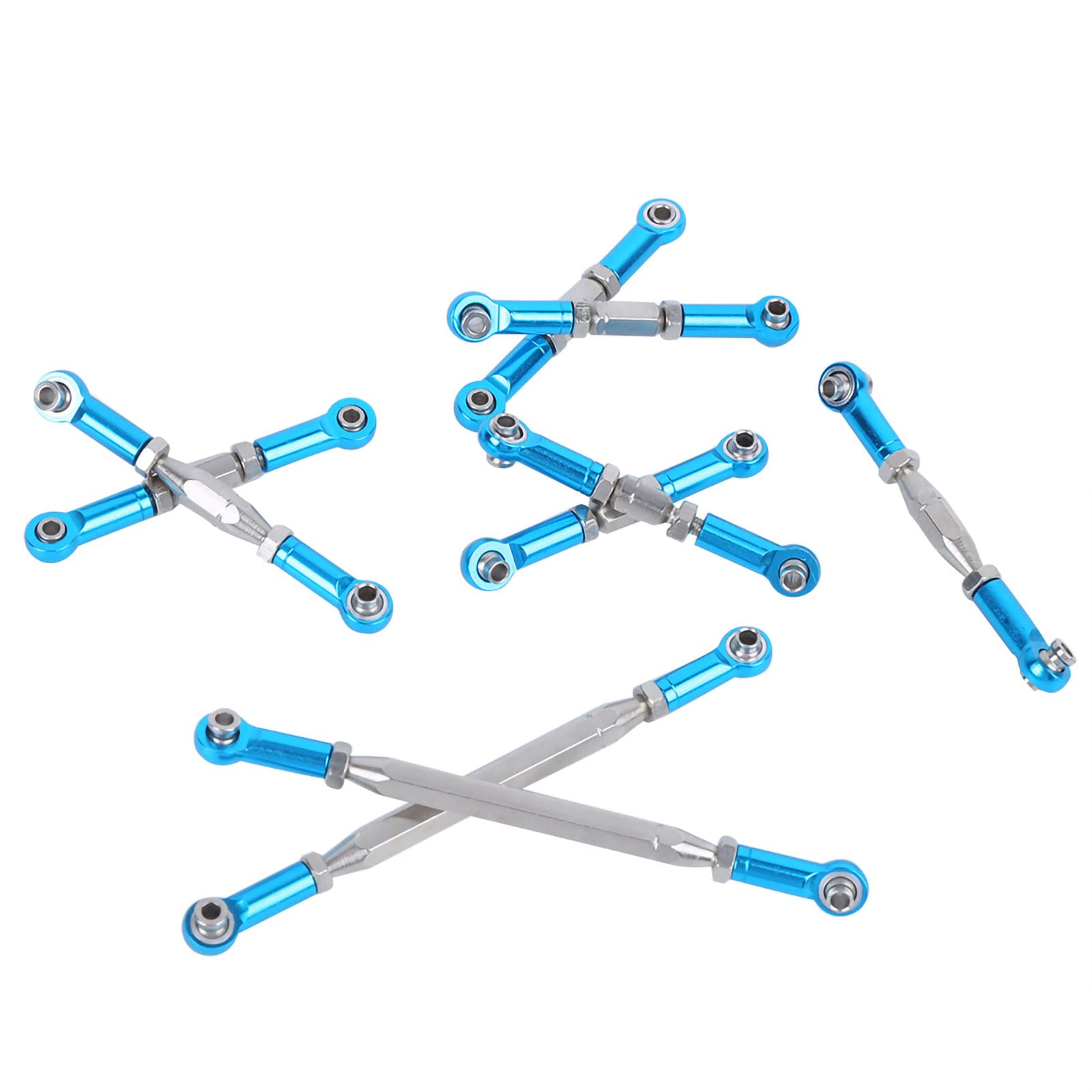 ZJchao Rc Front Steering Tie Rods, Rc Steering Rod Rc Truck Upgrade Parts Metal Steering Linkage Rods Set Rc Car Parts Steering Rod Arm for FY-01/02/03/04/05/07 (Blue)