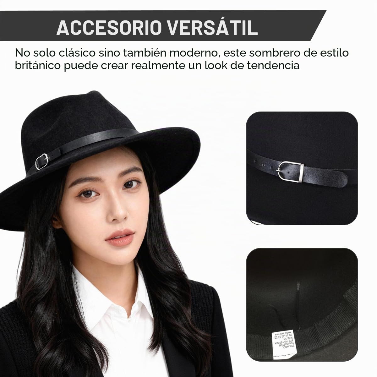 QUUPY Sombrero Fedora clásico de ala ancha con hebilla de cinturón, sombrero de Panamá de fieltro para mujeres y hombres (rojo)