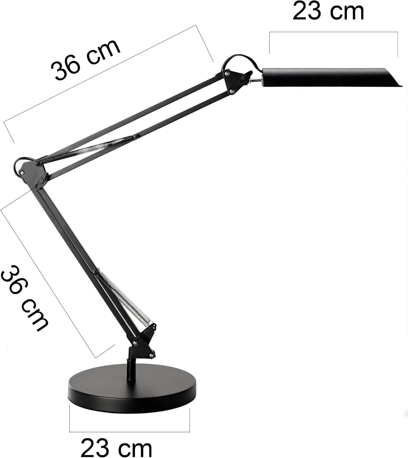 Unilux Swingo LED Lampe de bureau LED 8W 800 Lumens Articulée à Variation d'intensité lumineuse vendue sur son Socle et avec sa Pince 36 x 23 x 23 cm Noir