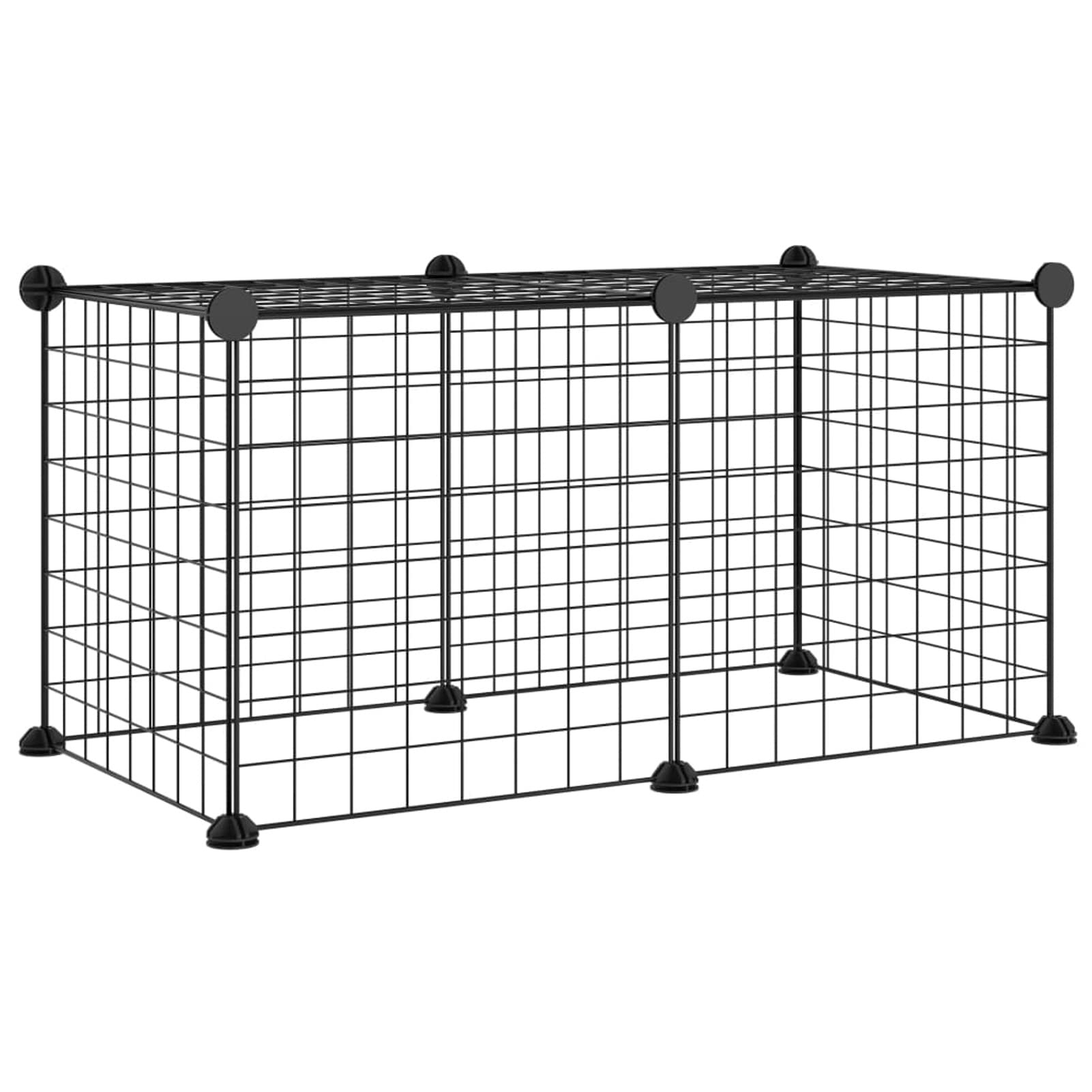 Homgoday Klatka dla psa klatka dla psa wewnętrzna Kennel dla psów klatki dla psów ogrodzenie dla psów na zewnątrz klatka dla zwierząt 8 paneli czarna 35 x 35 cm stal model3114049
