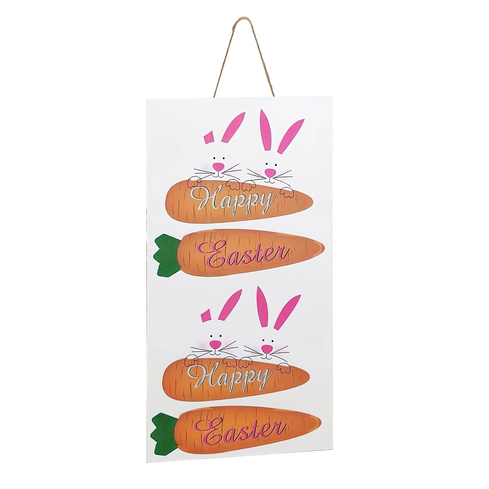 hogtnd Wooden Easter Bunny Carrot Door Sign Wall Hanging Ornament for Front Door Nursery Bedroom Festival Home Decoration Party Decoration