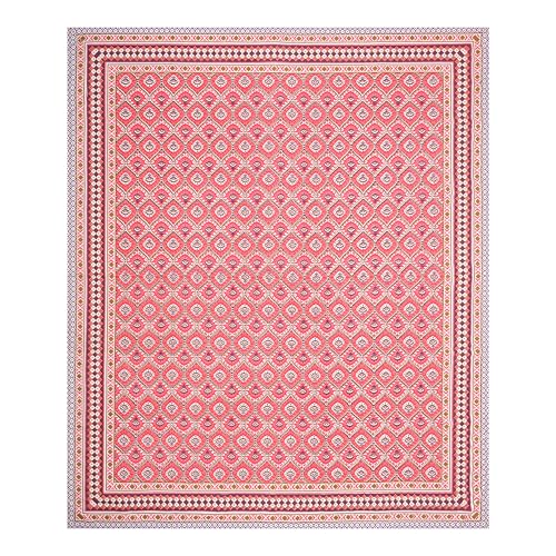 Image of India 100% Pure Cotton Jaipuri Printed Double Bedsheet with 2 Pillow Covers | Traditional Sanganeri Floral Design | Soft Breathable Fabric | King Size Bedsheet for Bedroom (Kaya47)