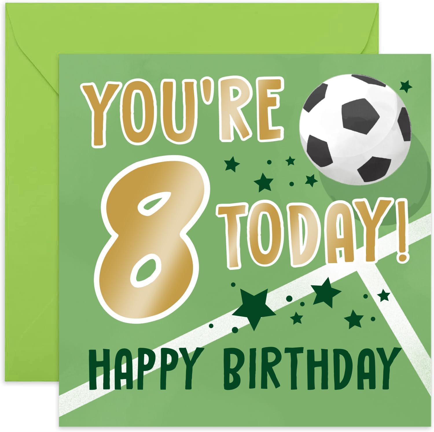 Football Birthday Card for Boy Girl - 8th Birthday Card for Him Her - Age 8 - Footie Mad Birthday Card for Child - Son, Nephew, Grandson, Daughter,