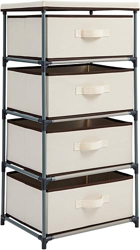 Miniatura 11 de Juvale Cómoda de 4 niveles para dormitorio, 16.5 x 13 x 33 pulgadas, tela gris claro, 4 cajones, cajones de almacenamiento y organizador estrechos
