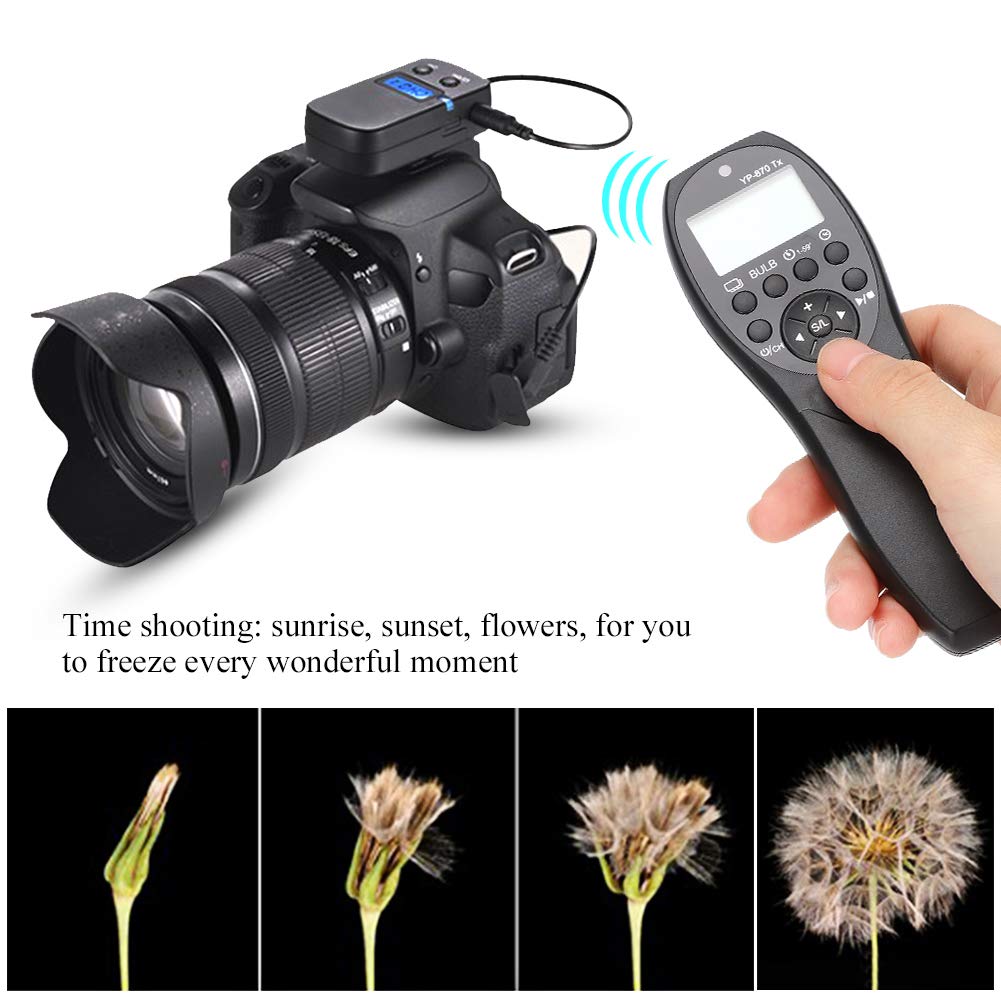 Tonysa Telecomando Wireless per Scatto Remoto, Trigger Timer Fotocamera 2.4GHz 32 Display LCD 100m, per R RP 80D 77D 70D