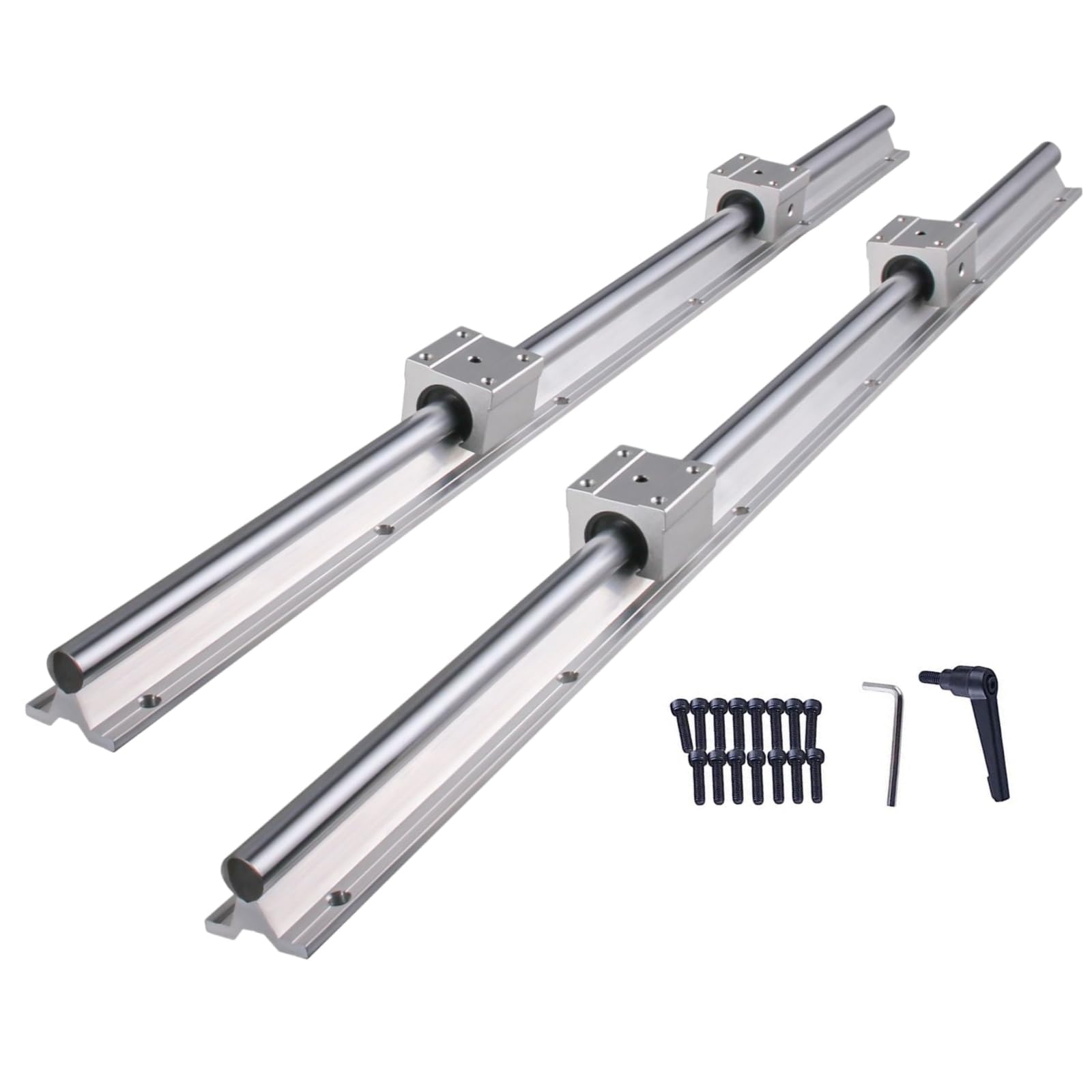 Generico Prowadnica liniowa SBR20 4000 mm z 2 prowadnicami 2000 mm, 12 bloków łożysk do wózka i 4 kołki do frezarek CNC Projekty DIY, 2 złącza