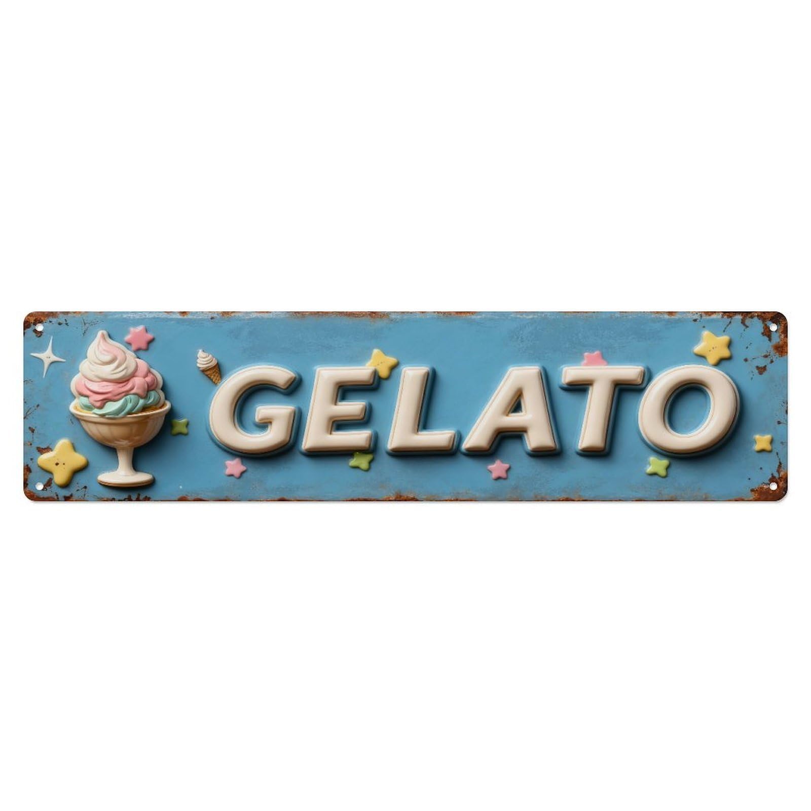 Gelato Sign With Ice Cream Metal Tin Sign Plaque