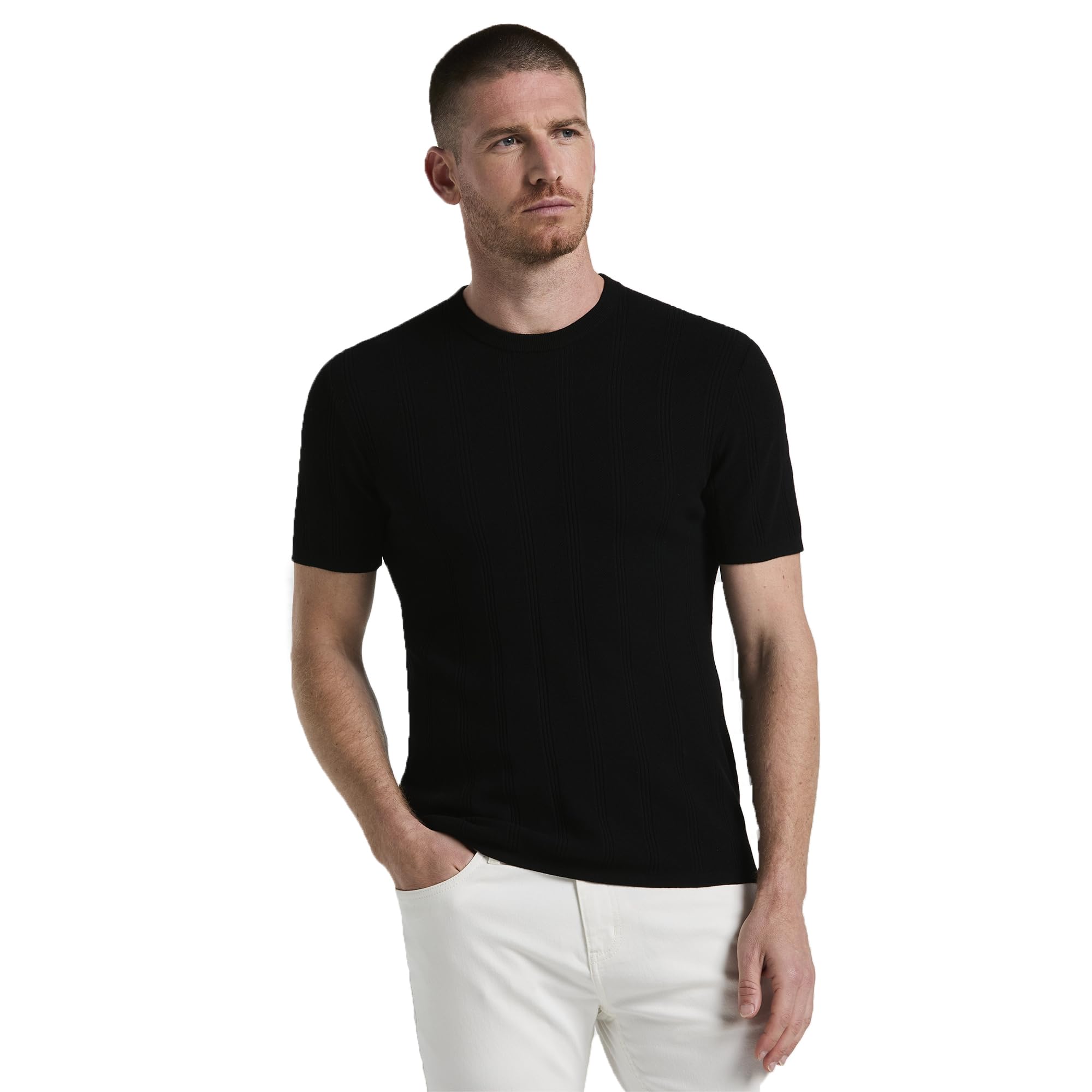 Pull homme Perry Ellis Technical à rayures verticales et col rond - 5