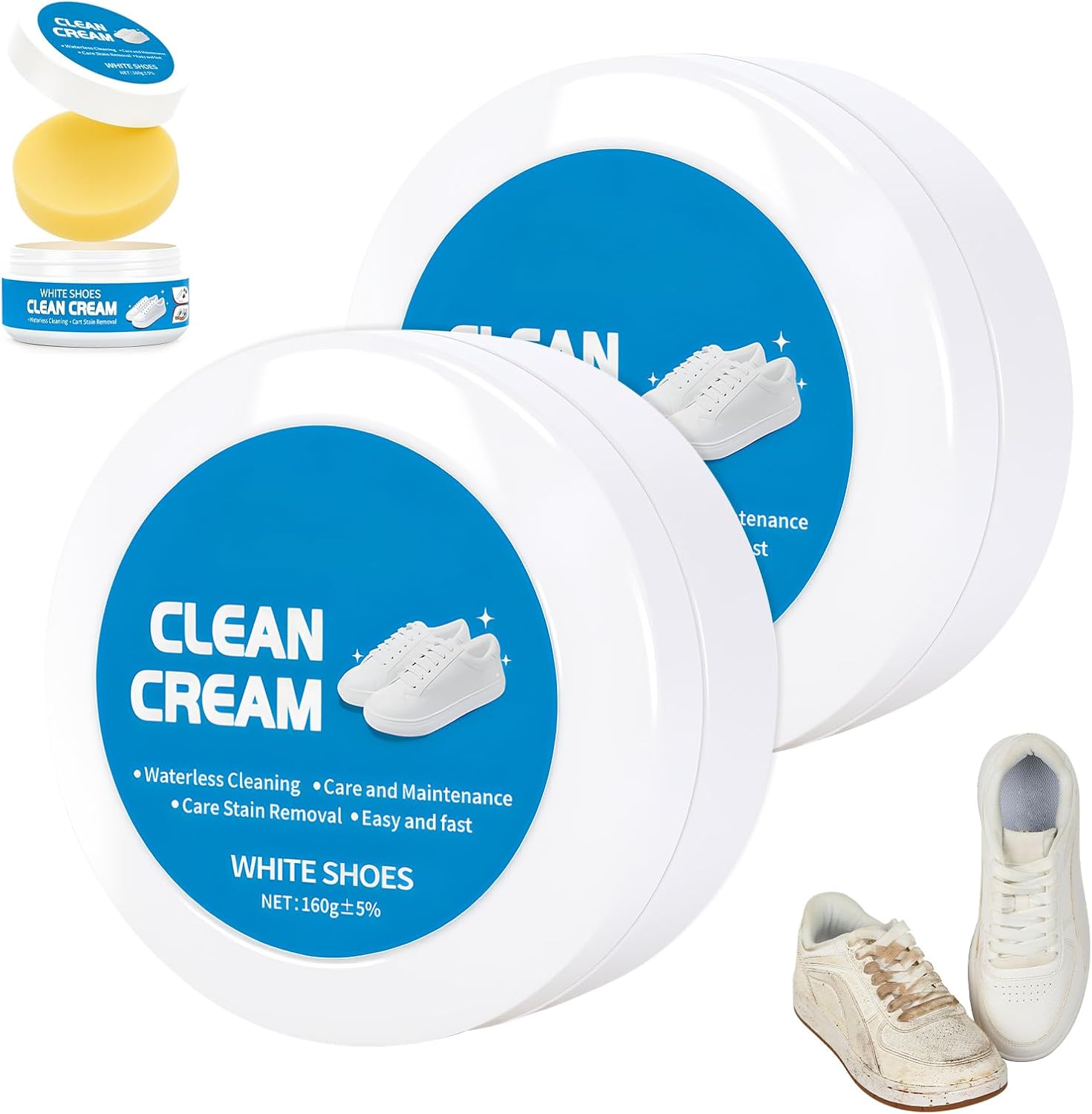 Crema Limpiadora Blanca para Zapatos 2 Piezas Multiuso