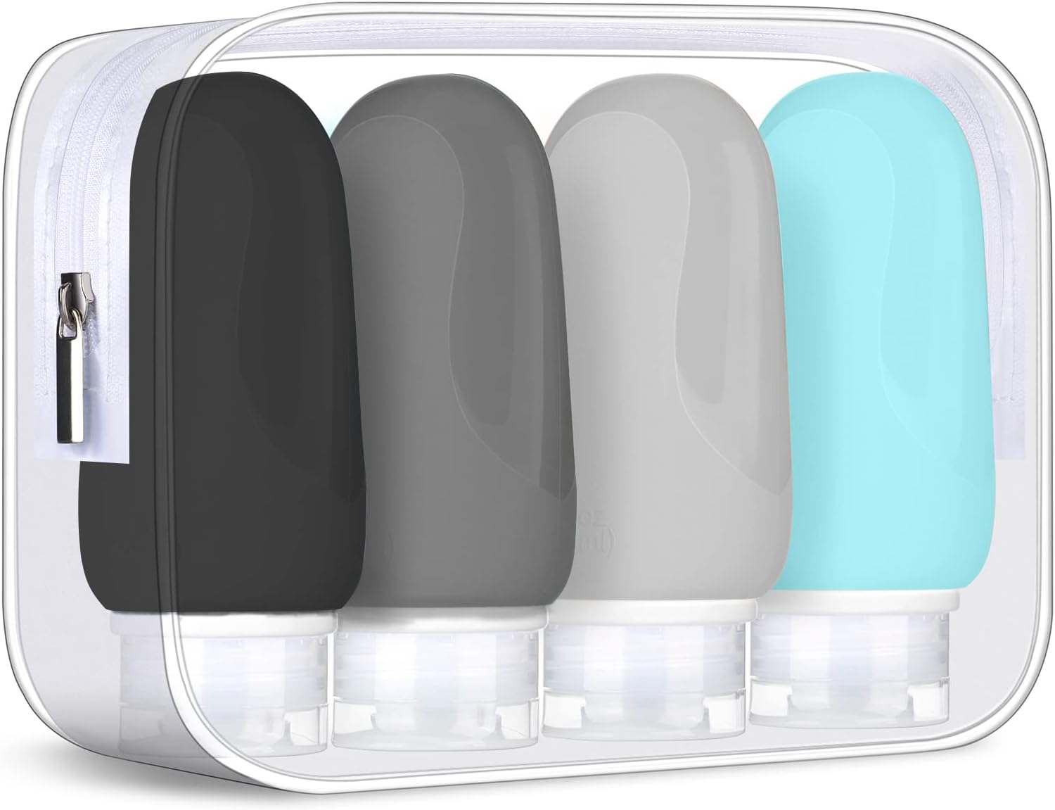 Morfone Travel Bottles Set for Toiletries, Tsa Approved Travel Size Containers BPA Free Leak Proof Refillable Liquid Silicone Squeezable Travel Accessories for Shampoo Conditioner Lotion（Grey）