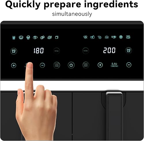 Miniatura 3 de Freidora de aire de doble cesta de 8 cuartos de galón, pantalla táctil digital, acabado de sincronización inteligente, apagado automático, 2 cestas