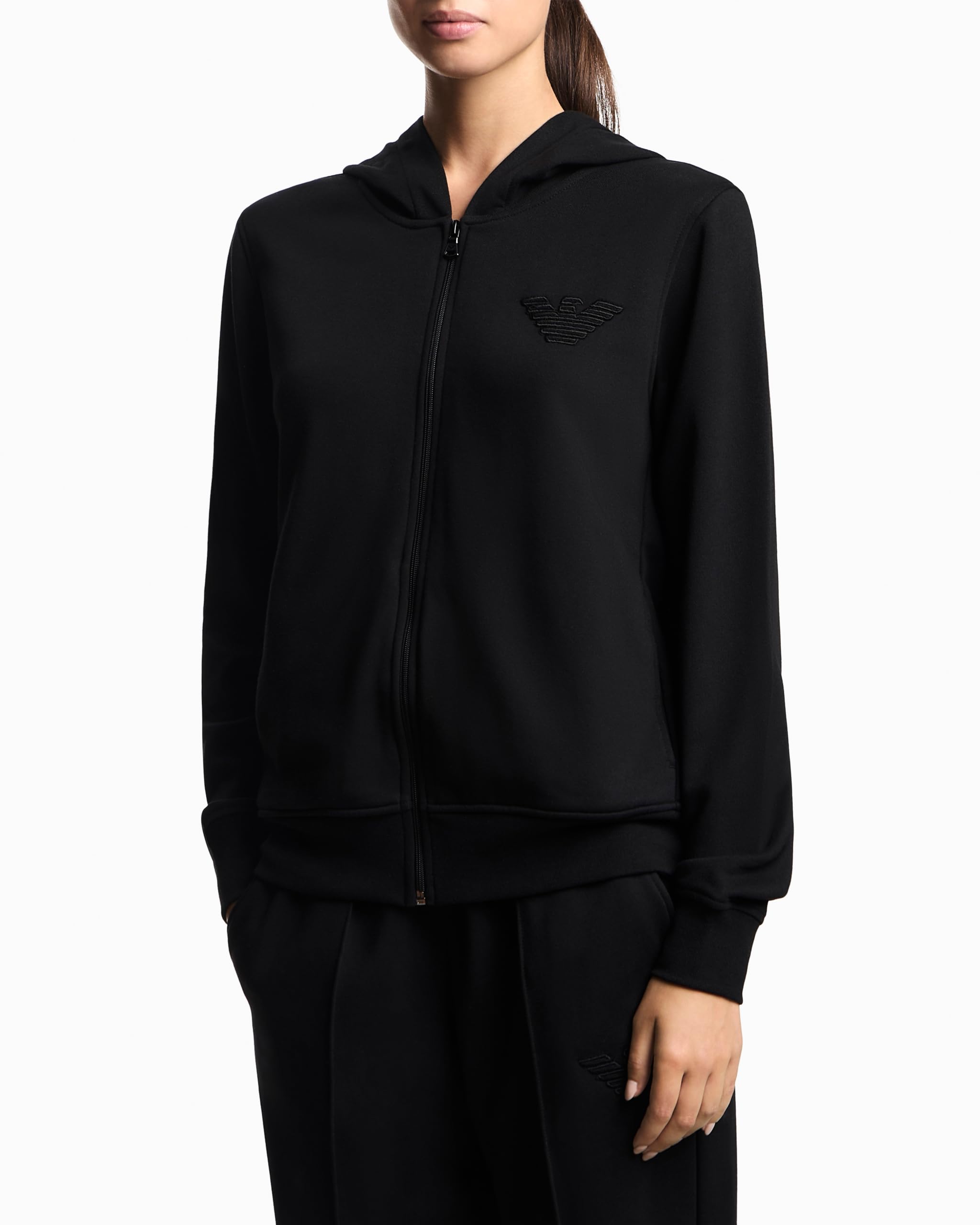 Emporio Armani Terry Hoodie Sweatshirt Sudadera con Capucha Mujer (Pack de 1)