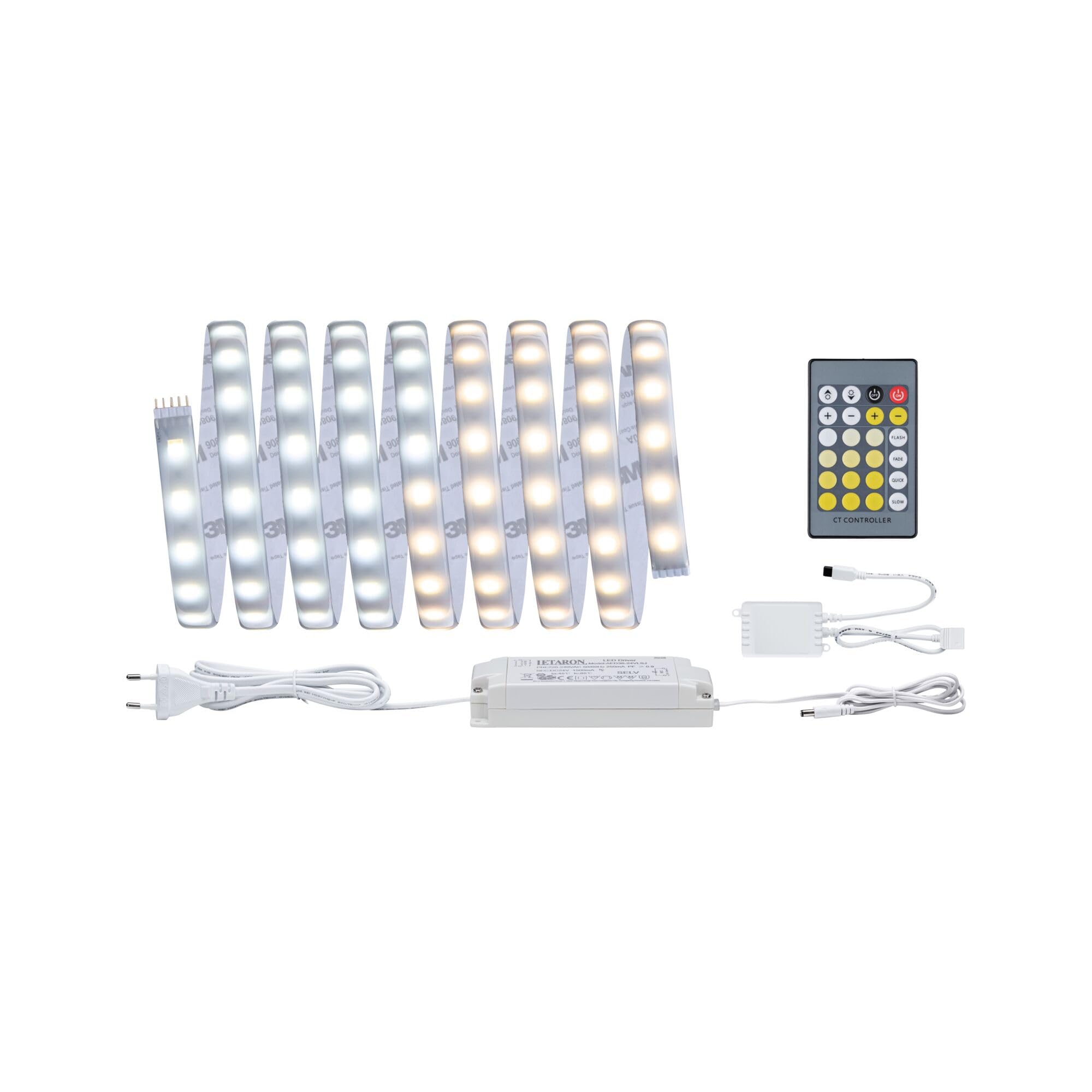Paulmann 70624 Function MaxLED Kit de base LED bande Tunable White 3 m, 20 W, 230/24 V, 36VA, Argent, Plastique 300 x 12,5 x 0,3 cm