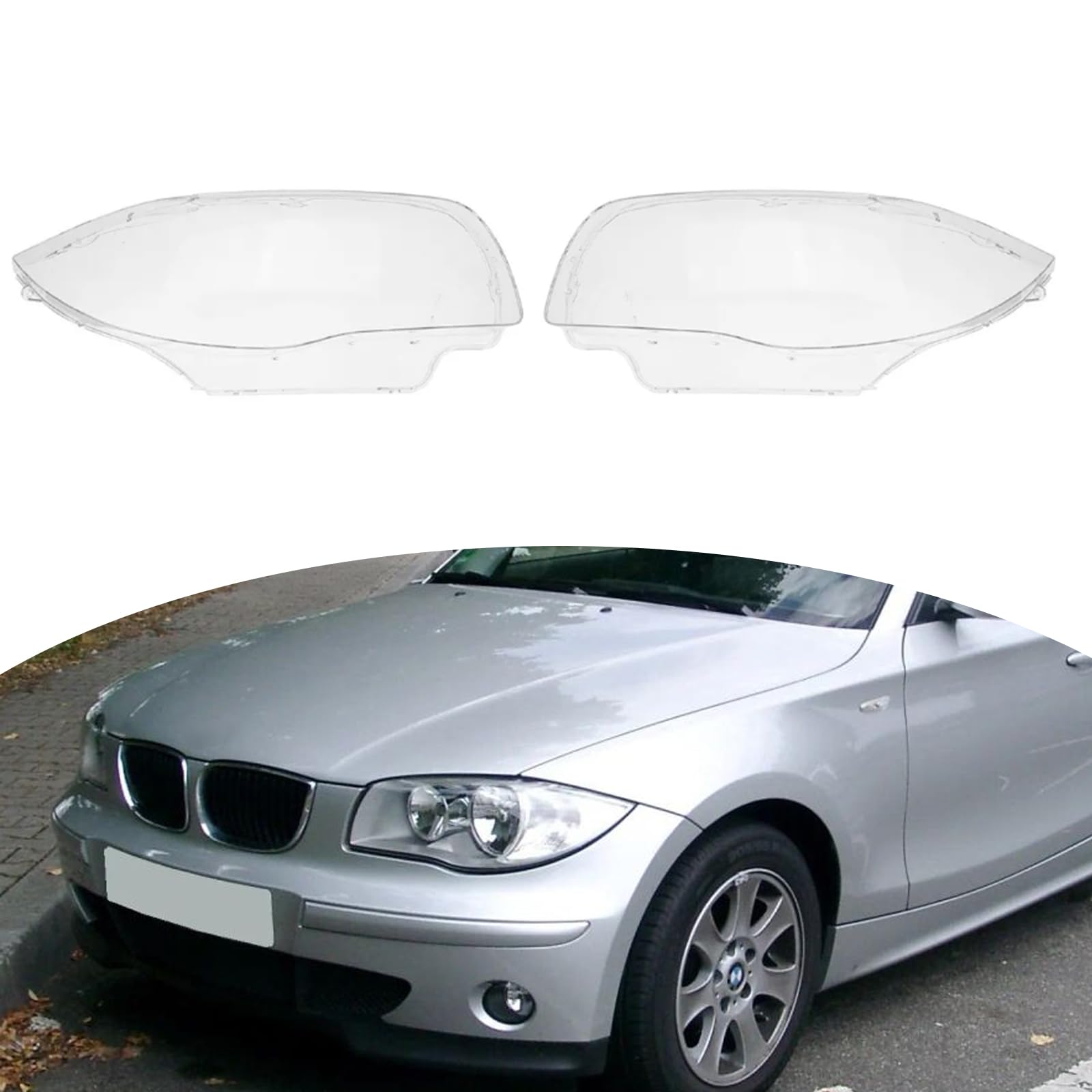 Topteng 2PCS Front Headlight Glass Clear Cover passend für BMW 1-Series E81 E82 E87 E88 2003-2011