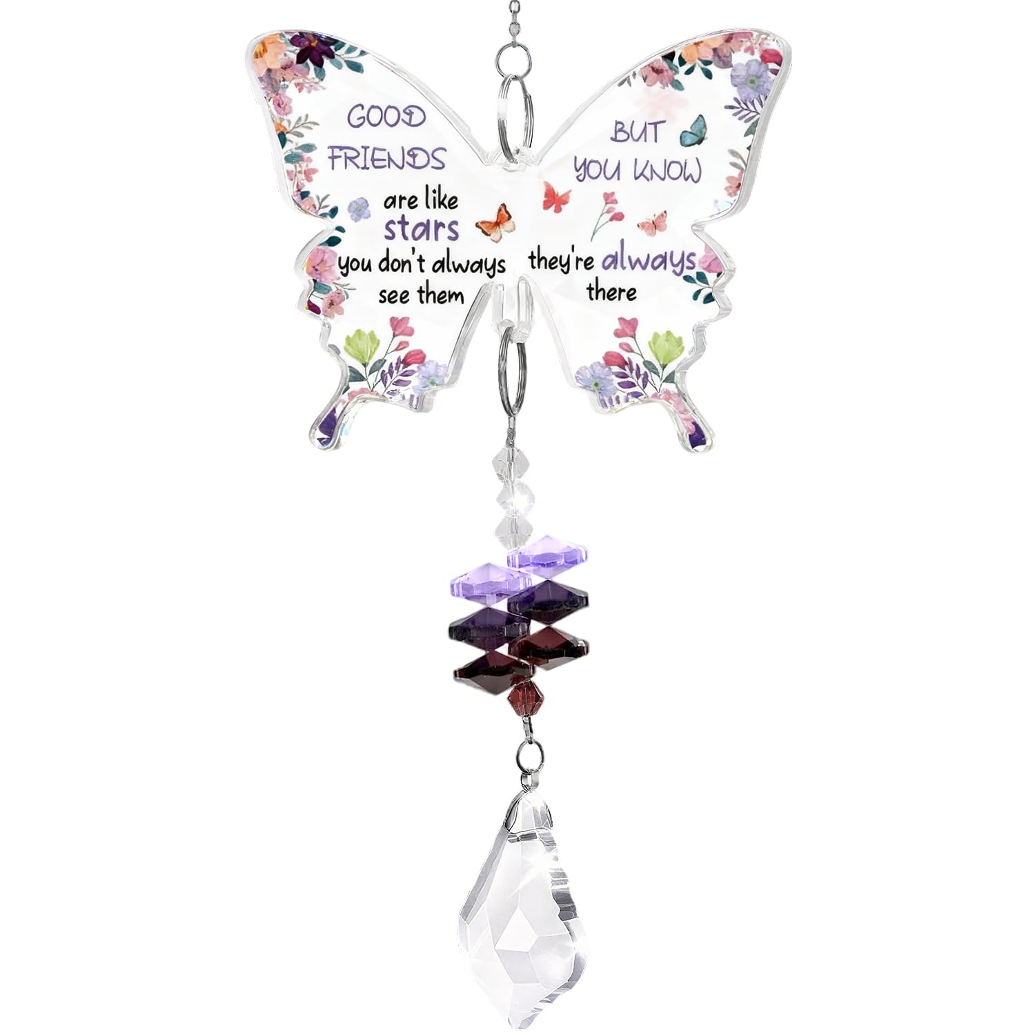 Gift for Friend, Butterfly Crystal Suncatcher - Birthday Gifts for Women | Friendship Gifts for Best Friend - Christmas, Birthday, Graduation (Style A)