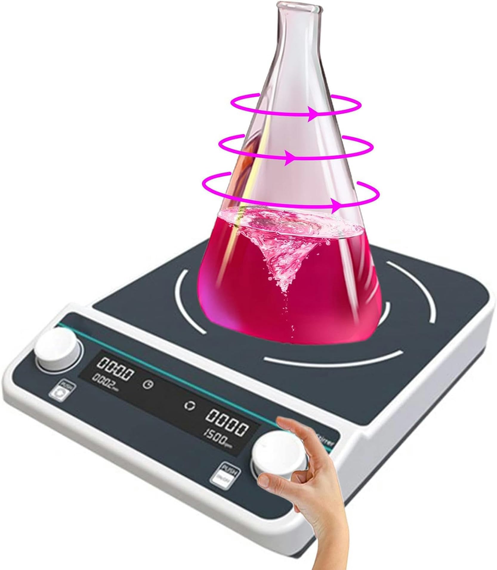 Agitatore Magnetico per apparecchiature da Laboratorio, Grande capacità/Forte Forza Magnetica, inversione positiva, temporizzazione/velocità Regolabili, MS-50L/1 pz.