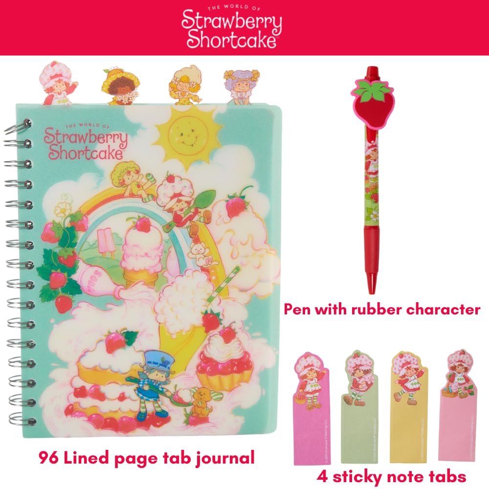 Caderno espiral Strawberry Shortcake Tab, caneta esferográfica