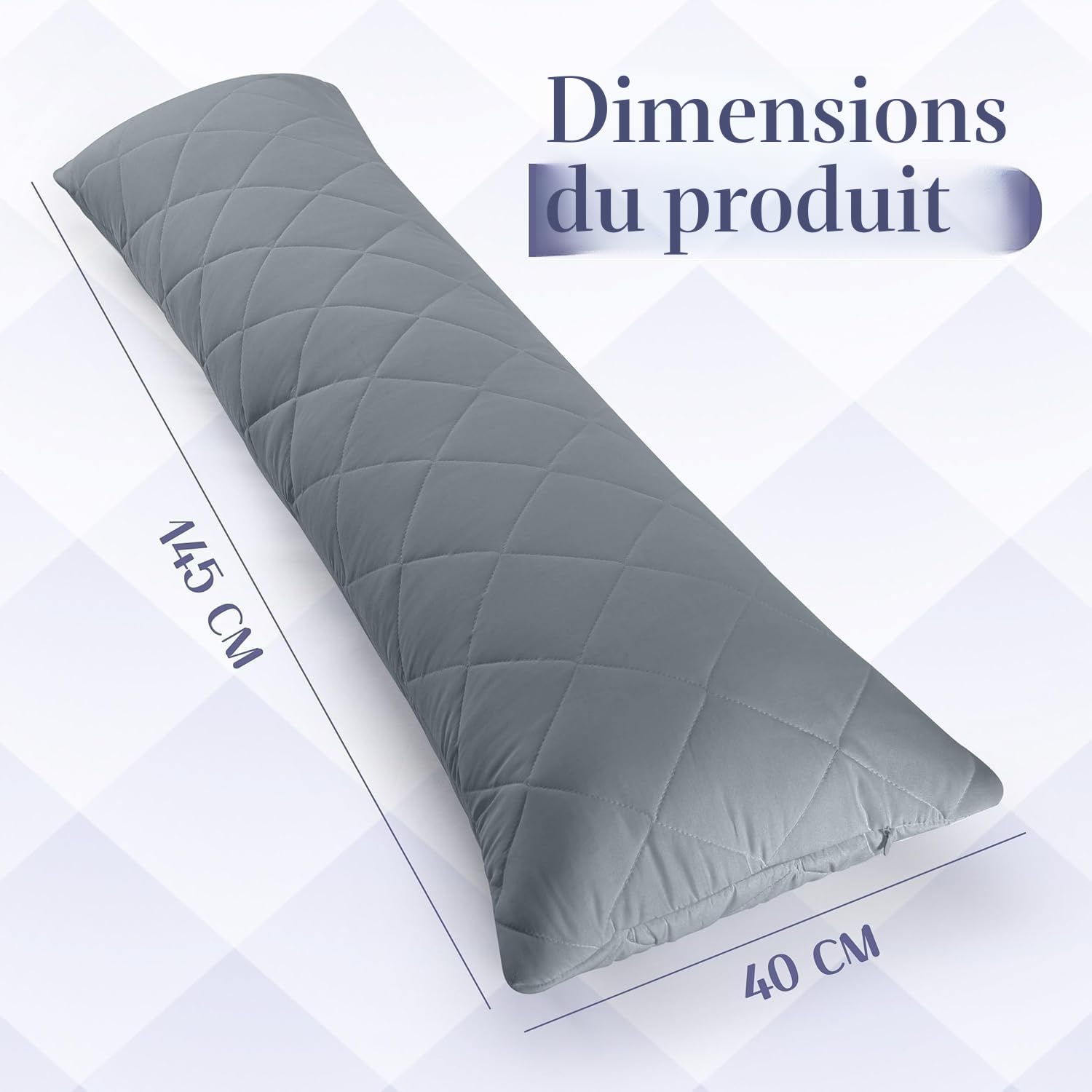 Utopia Bedding Oreiller matelassé pour Le Corps, 40x145 cm Oreiller de Grossesse et de maternité, Oreiller pour Dormir sur Le côté, Rembourrage en Polyester Doux (Gris)