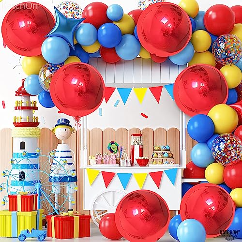Image of KatchOn, Red Balloons - Big 22 Inch, Pack of 6 | 4D Sphere Red Foil Balloons for Red Party Decorations | Metallic Balloons for Carnival, Casino Theme Party | Graduation Decorations 2026, Birthday