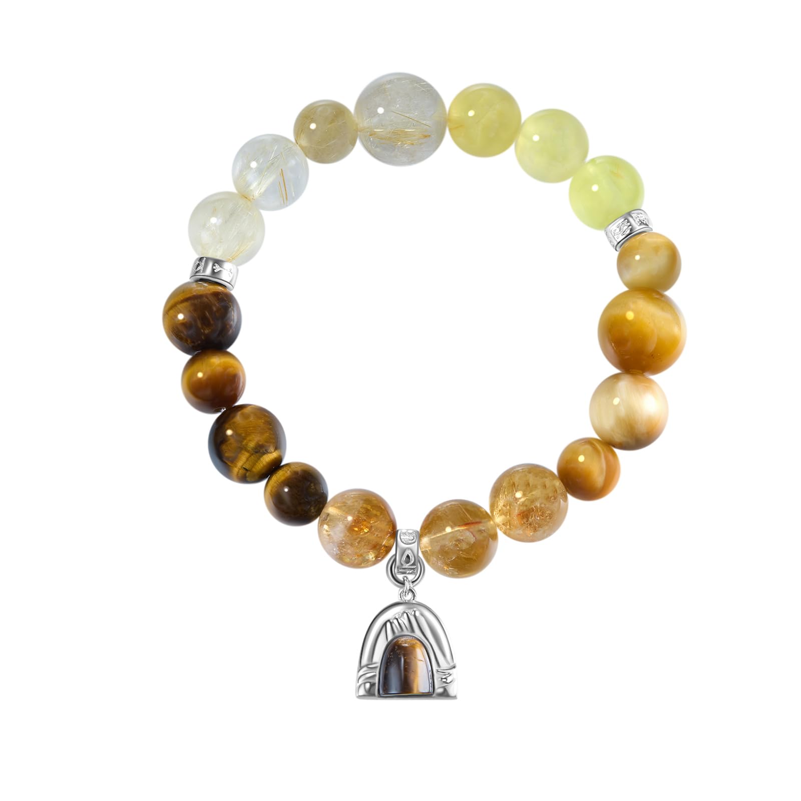 Five Elements Solid 925 Sterling Silver 18K Gold/White Gold Vermeil Crystal Gemstone Beads Bracelet gift for women