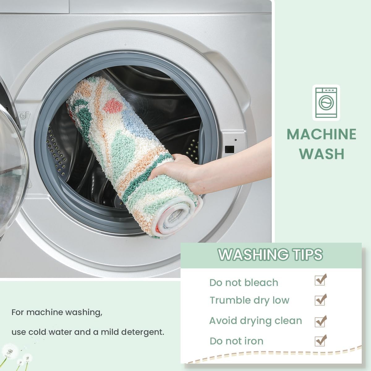 Floral Bathroom Mat Super Absorbent Non Slip Bath Tub Mat Machine Wash Non Slip Cozy Rug for Shower, Living Room and Balcony (31"x20", Pink Flower Bush)
