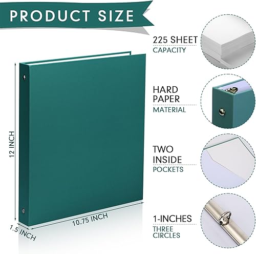 Miniatura 2 de Ctosree 10 carpetas de 3 anillos resistentes de 1 pulgada con 2 bolsillos, carpetas de hojas sueltas multicolor para tamaño carta, escuela, oficina,