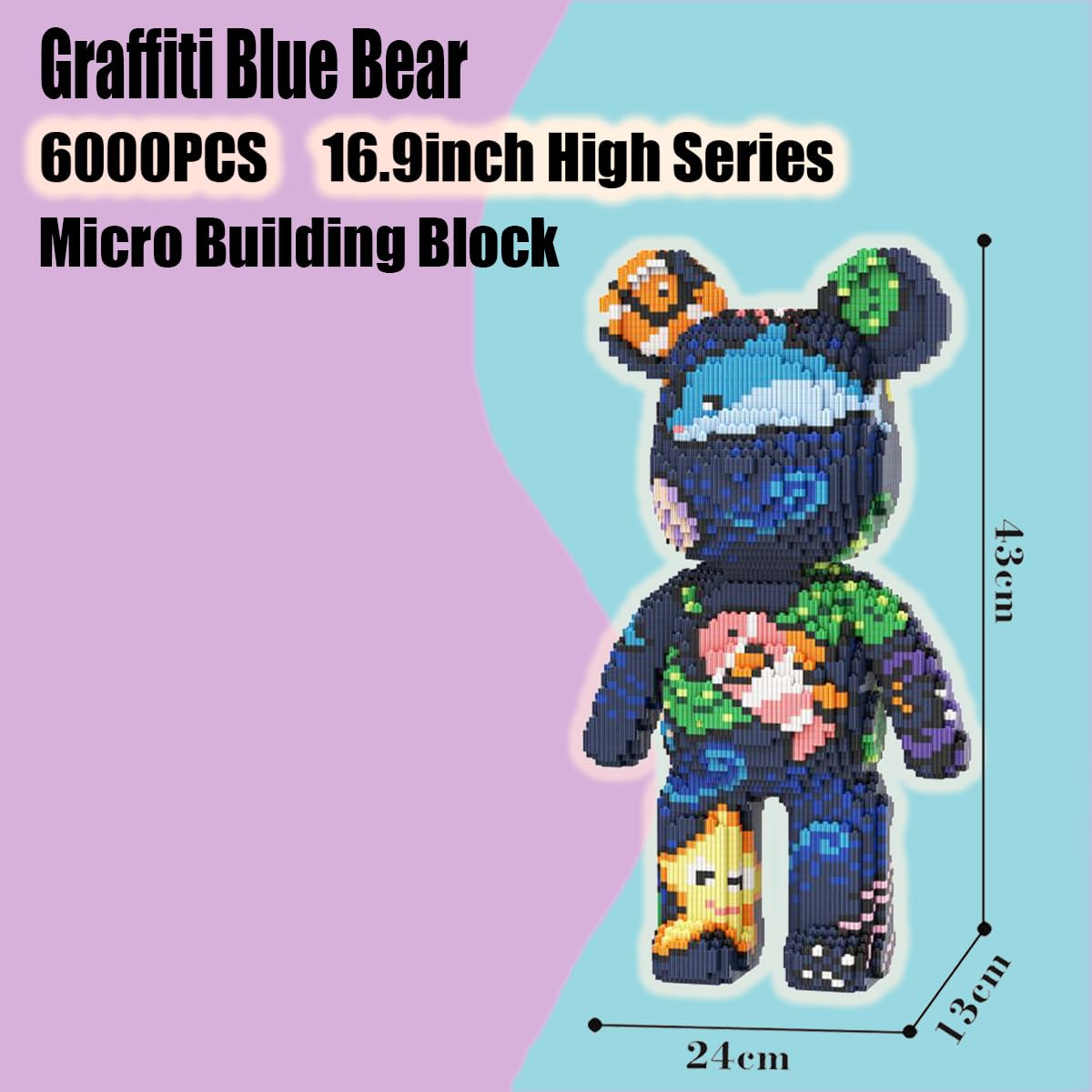 Amazon.com: PIANTION Animal Graffiti Blue Bear Micro Building