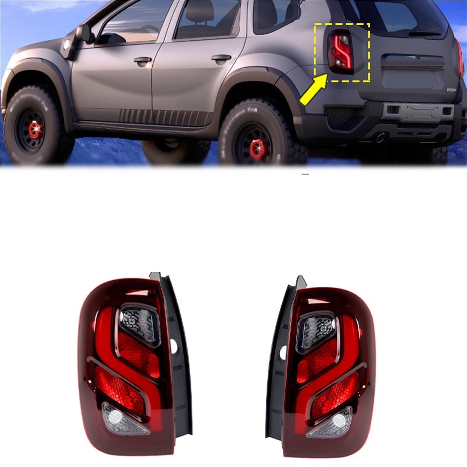 Lampa tylna zespolona Do Renault Dacia Duster 2010-2013 Lampa sygnalizacyjna Światło stopu Auto Obudowa światła tylnego Bez żarówki tylne światła LED(Only Right)
