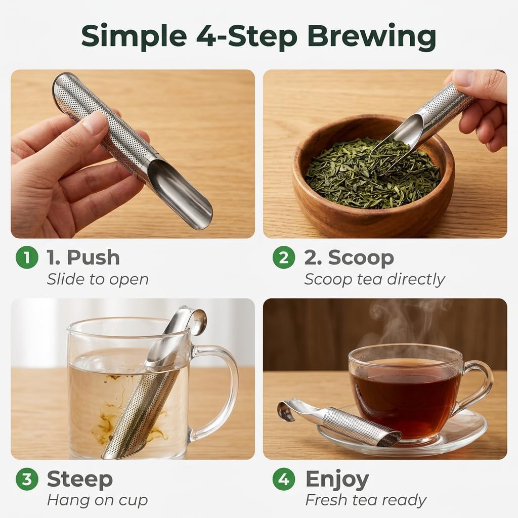 3PCS Tea Infusers For Loose Leaf Tea, Stainless Steel Tea Strainer, Filter Mesh with Long-handle Tea Steeper for Herbs, Seasonings, Spices,Office, Home & Travel, Tea Diffusers Gifts for Mother Father