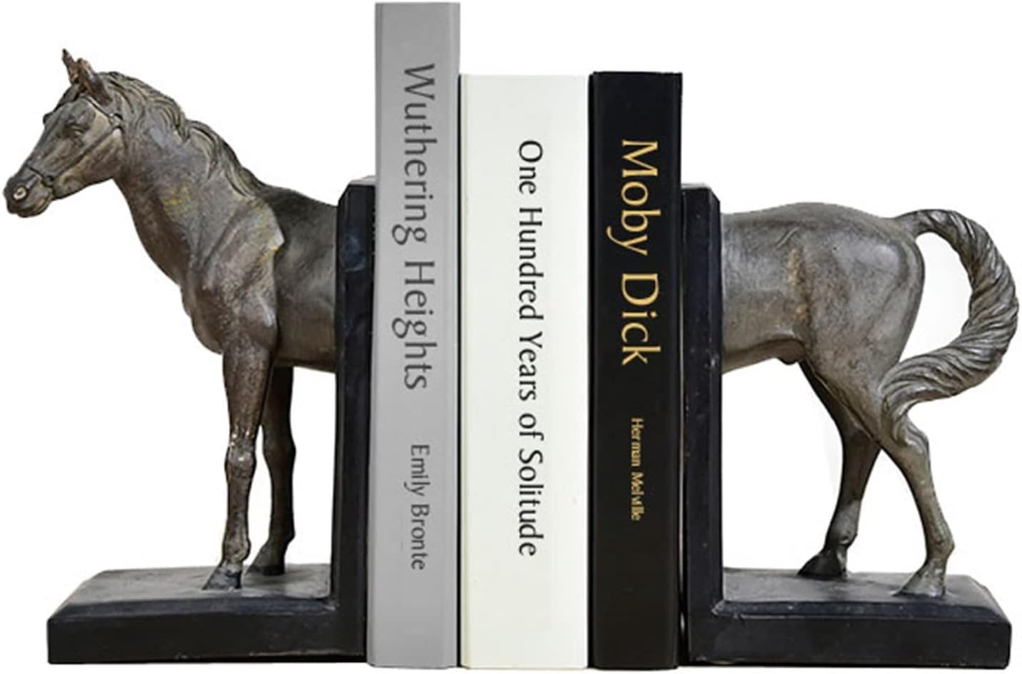 Bookend Support Horse Decorative Bookend, Unique Resin Decor Book Ends to Hold Heavy Duty Books, Vintage Antique Home, Modern Living Room Library Office Shelf Bookends