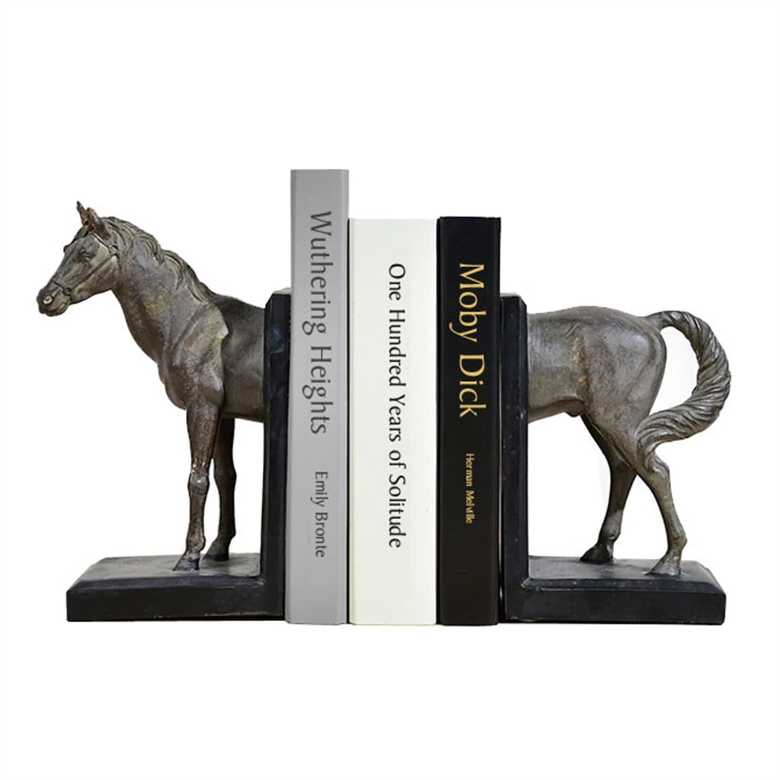 Decorative Bookends Horse Decorative Bookend, Unique Resin Decor Book Ends to Hold Heavy Duty Books, Vintage Antique Home, Modern Living Room Library Office Shelf