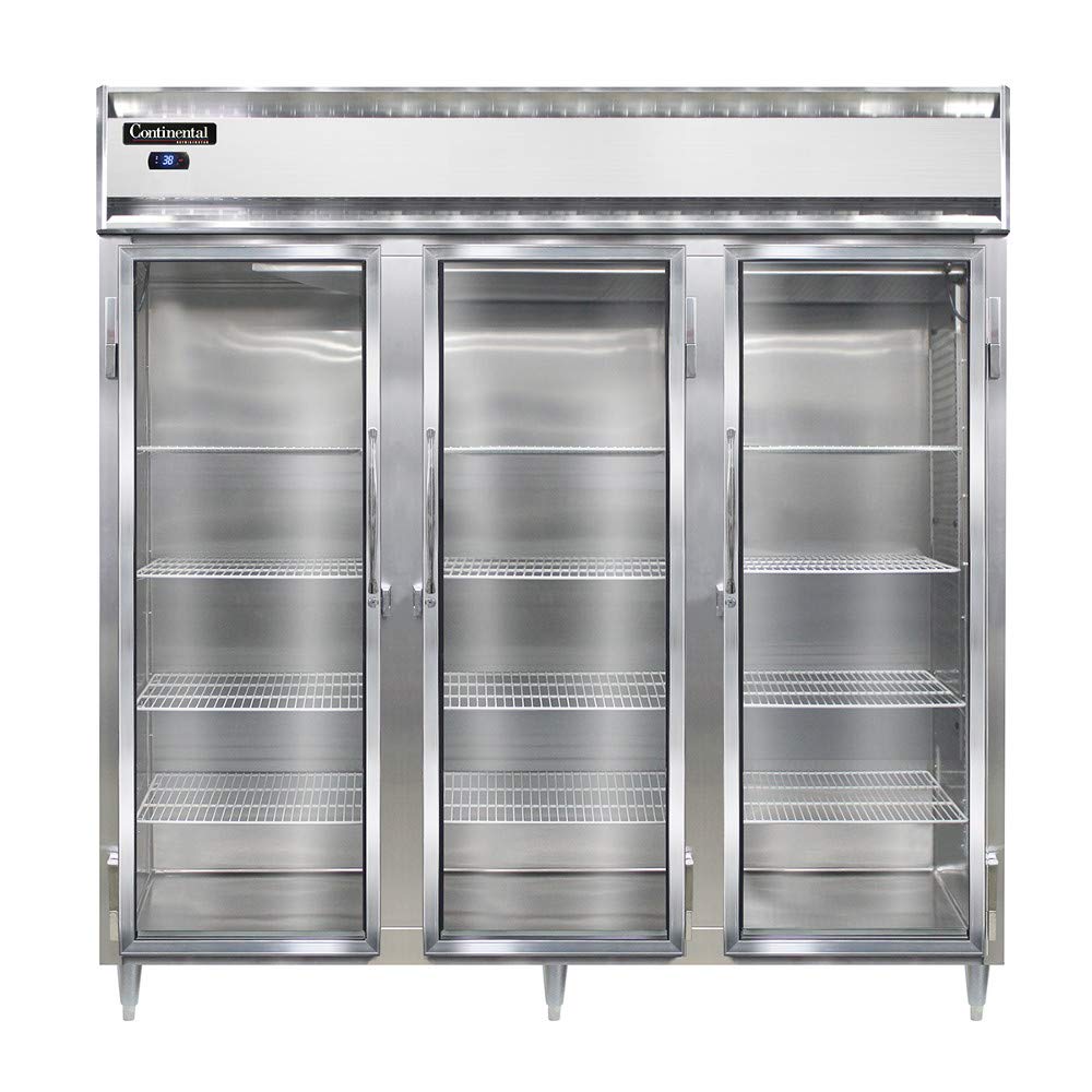 DL3R-SS-GD Designer Line Three Section Reach In Glass Door Refrigerator by Continental Refrigerator – Commercial Grade